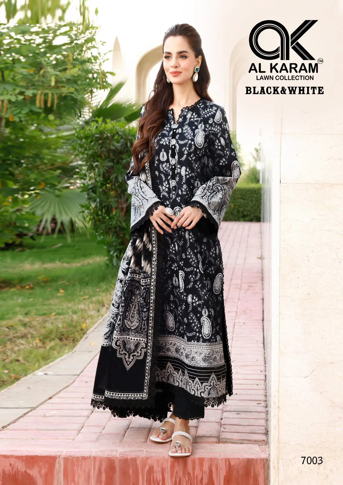 Black & White Vol 7 By Al Karam Cambrice Cotton Dress Material Orders In India